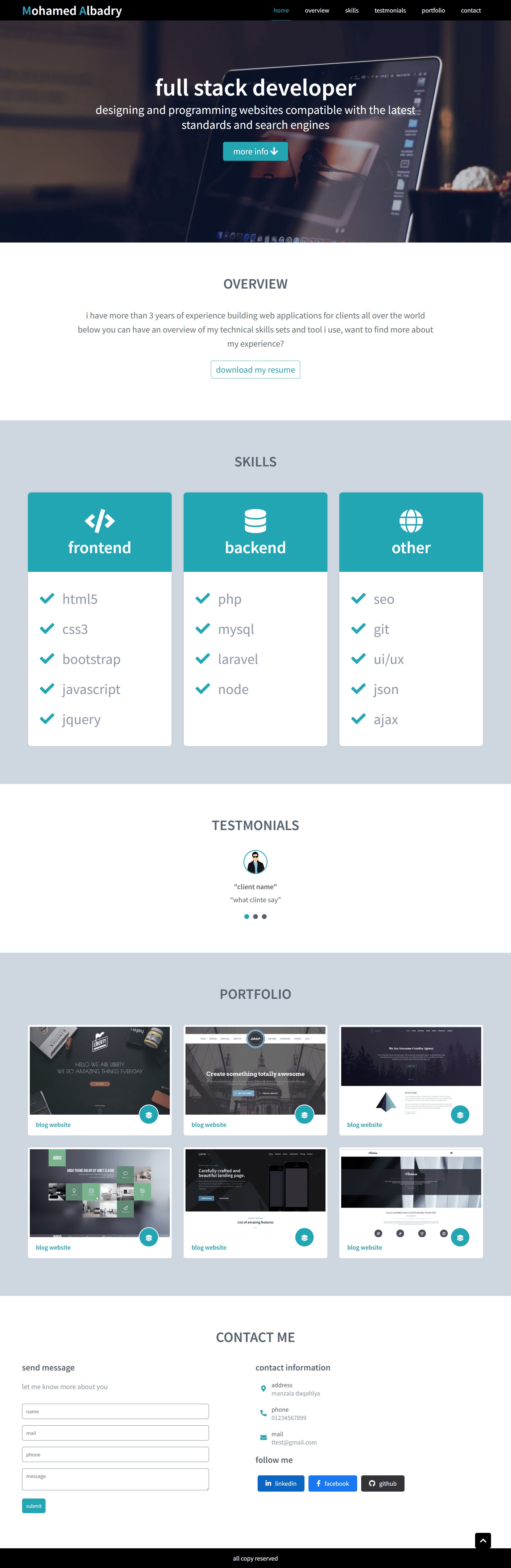 Portfolio Website — Laravel Full Stack