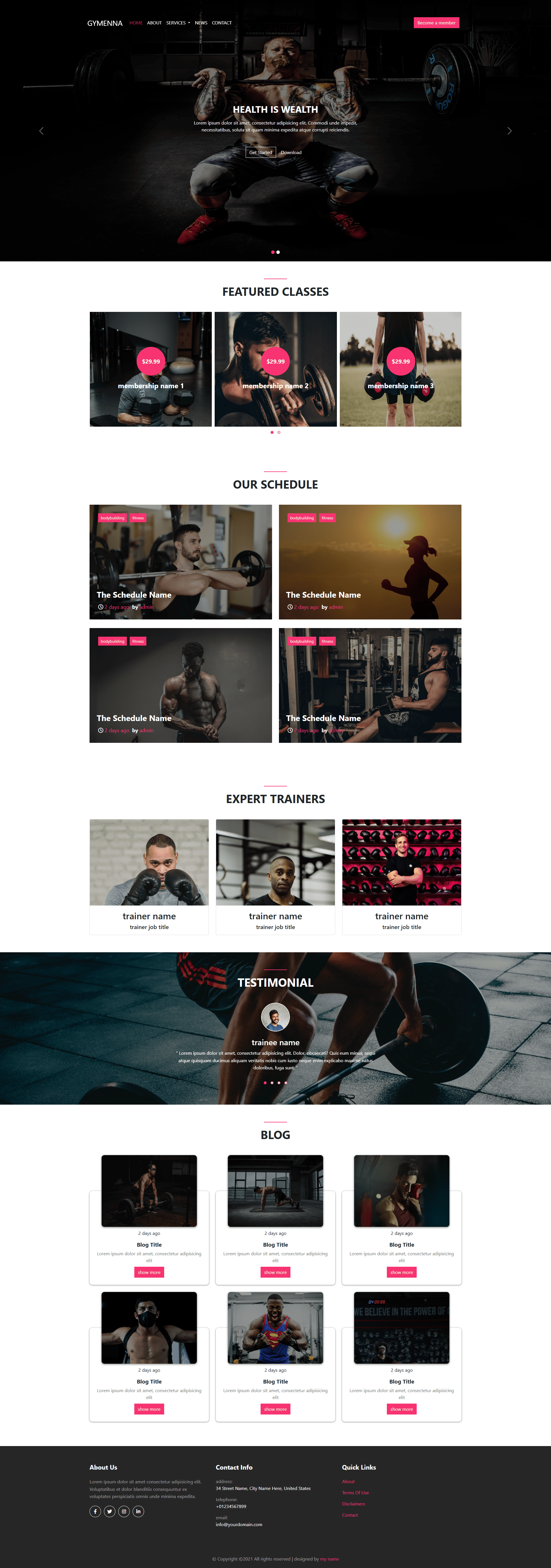 Gym Website Template